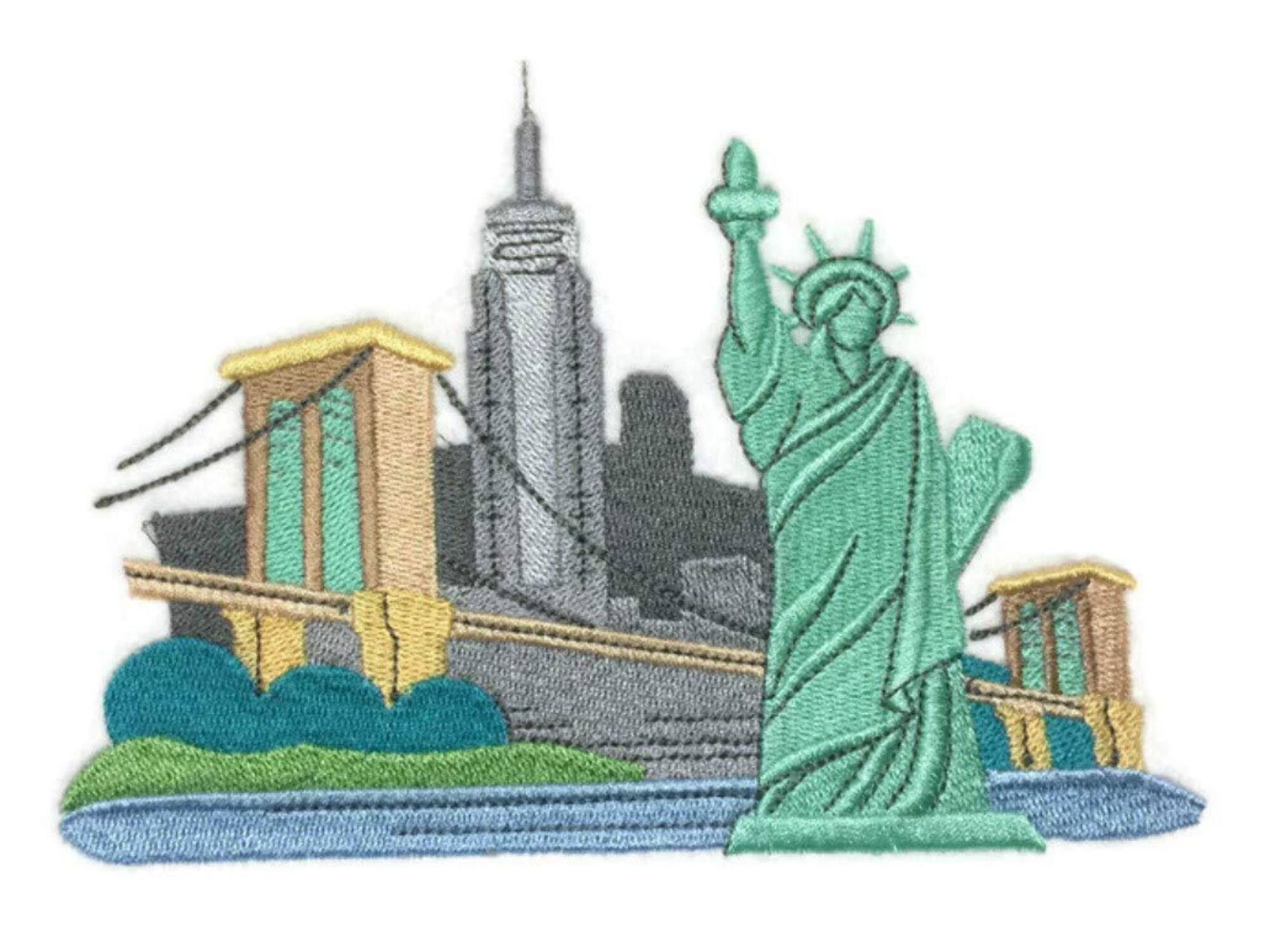 World City Square - New York Embroidered Iron on/Sew Patch [6.17" x 4.5""]