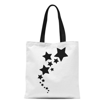 LADDKE Canvas Tote Bag Shooting Stars Tattoos Bright Pattern Simple Abstract Best Black Reusable Shoulder Grocery Shopping Bags