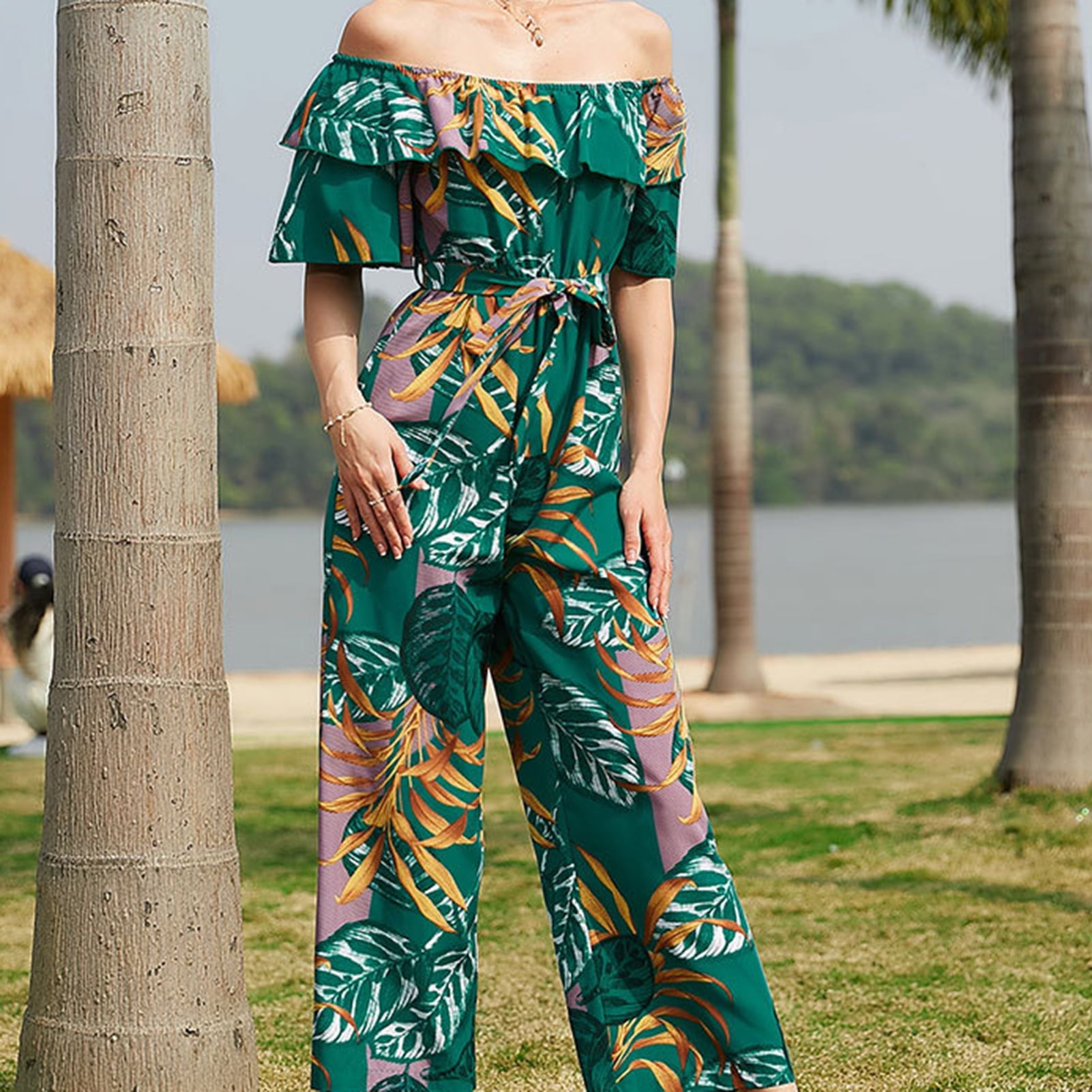 Green chiffon jumpsuit new arrivals