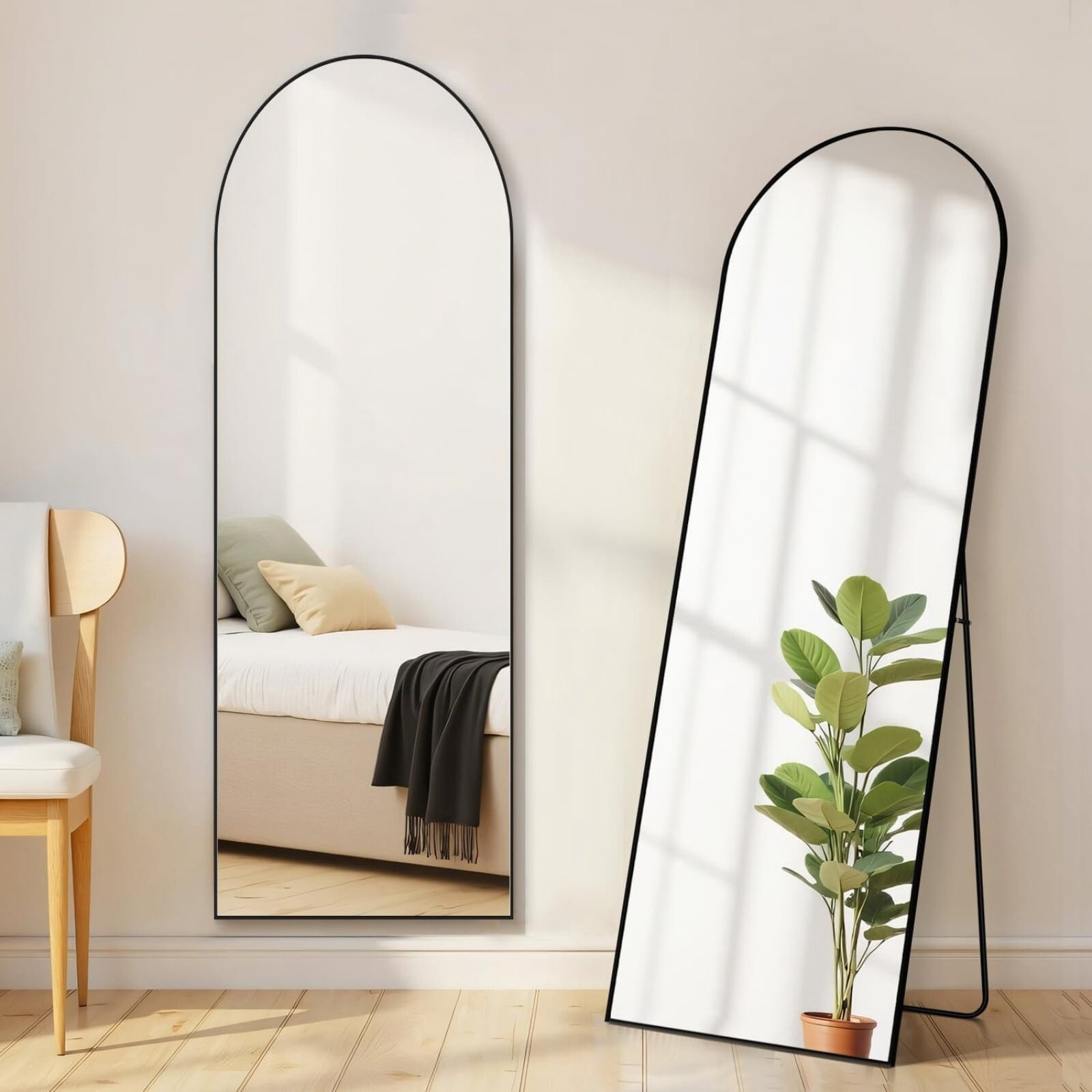 Gleamira 59"x16" Arch Full Length Mirror Floor Mirror Free Standing Mirror with Metal Frame, Black