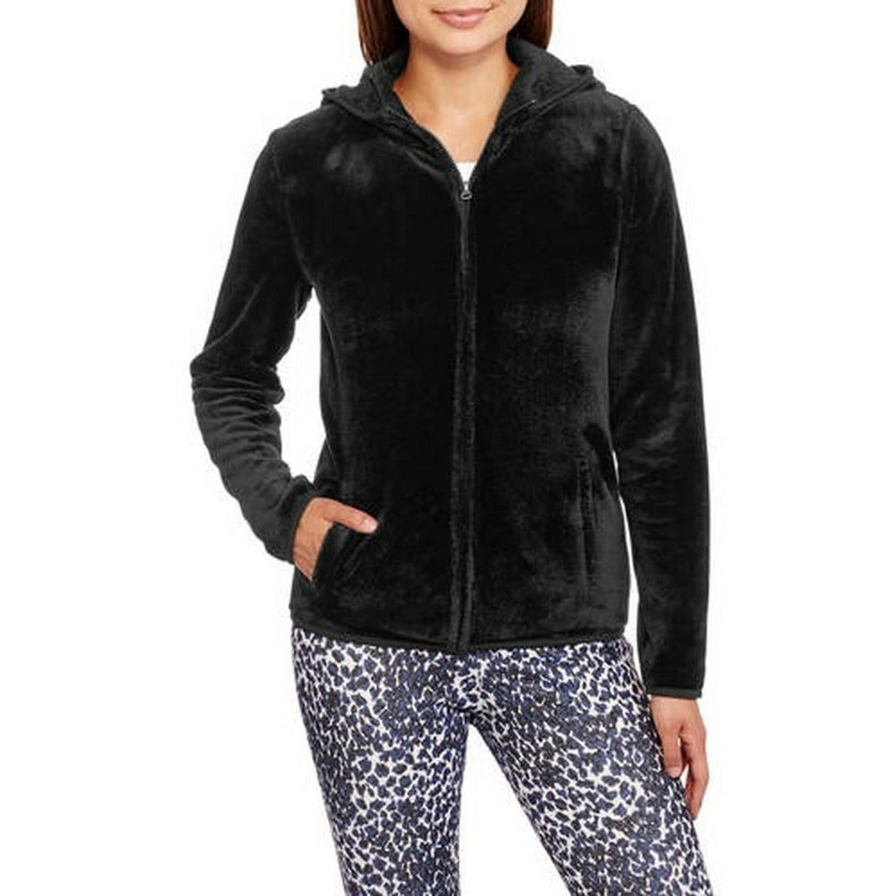 No Boundaries Juniors' Super Soft Fuzzy Hooded Fleece Jacket