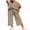 Khaki, variant on SHEWIN Women's Plus Size Outfits Sets 2 Piece Crew Neck Short Sleeve Sweatsuit Summer Outfits for Women 2025