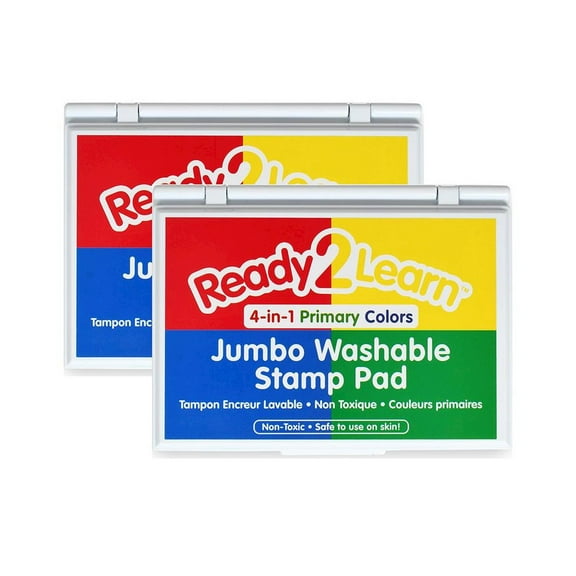 Center Enterprises Ready2Learn Jumbo Washable Stamp Pad 4-in-1 Primary Colors Pack of 2 (CE-10053-2)