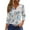 Turquoise, variant on WTOBBY Ladies Casual Fashion V-Neck Top Featuring Floral Print, Loose Fit, and 3/4 Sleeve, Great for Spring Fall Transitions, Weekend Activities, and Daily Wear,Cyan L