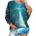thumbnail image 4 of asdoklhq Christmas Womens Winter Tops Womens' Christmas Santa Claus Printed Shoulder Length Long Sleeved Round Neck Top/shirt Multicolor S, 4 of 7