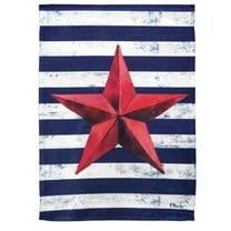 Red Barn Star Navy Striped 8 x 8 Large Polyester Outdoor Hanging Garden Flag
