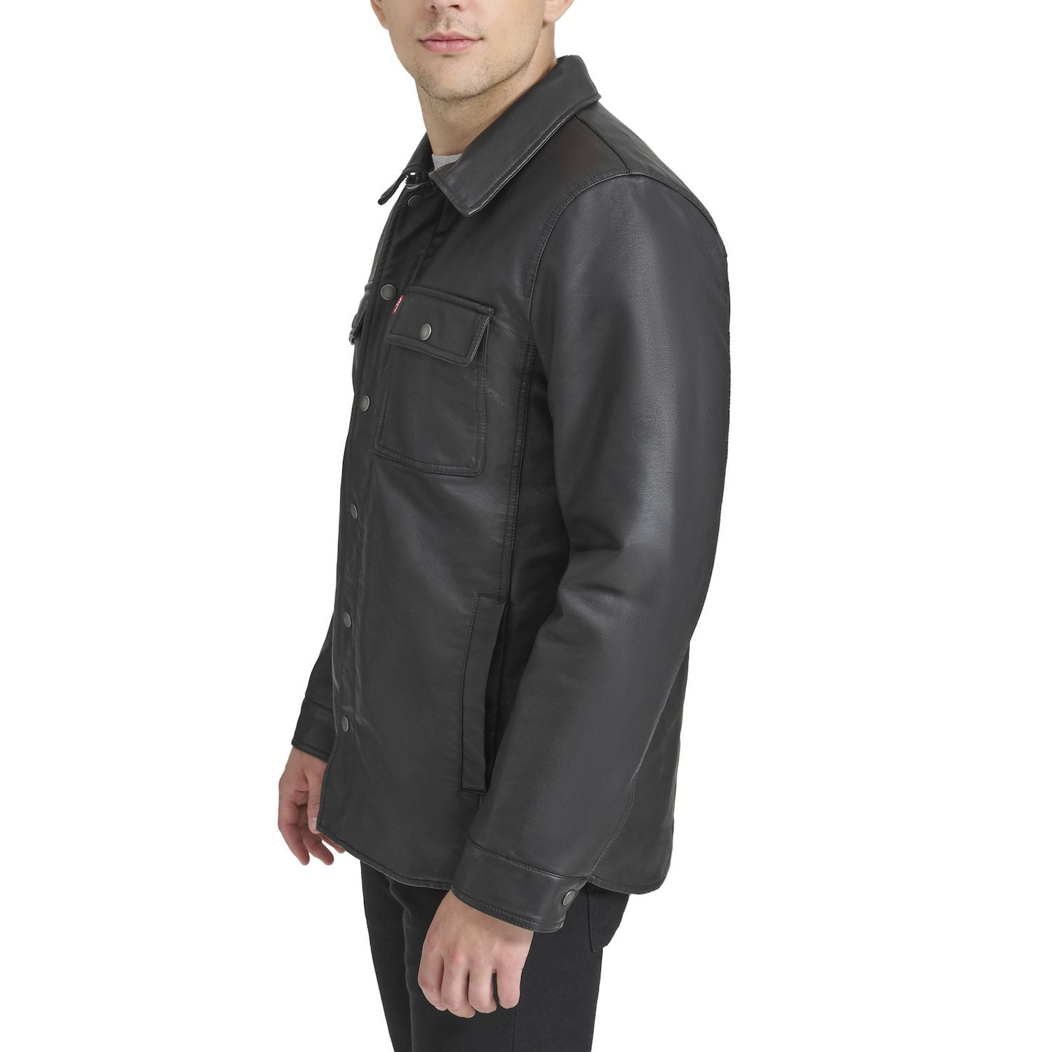 Levi's Men's Faux Leather Sherpa Lined Trucker Jacket, Brown, Size X-Large