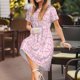 thumbnail image 3 of Balery Ribbon Bow Vestidos sueltos de manga corta para mujer, vestidos de verano 2025, vestidos casuales de corte A con vuelo., 3 of 6