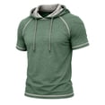thumbnail image 4 of Uwinwear Men's Activewear T-Shirts Hooded Outdoor Short Sleeve Tops Summer Beach Casual Slim Fit Pullover Breathable Casual Wear,Green,M, 4 of 7