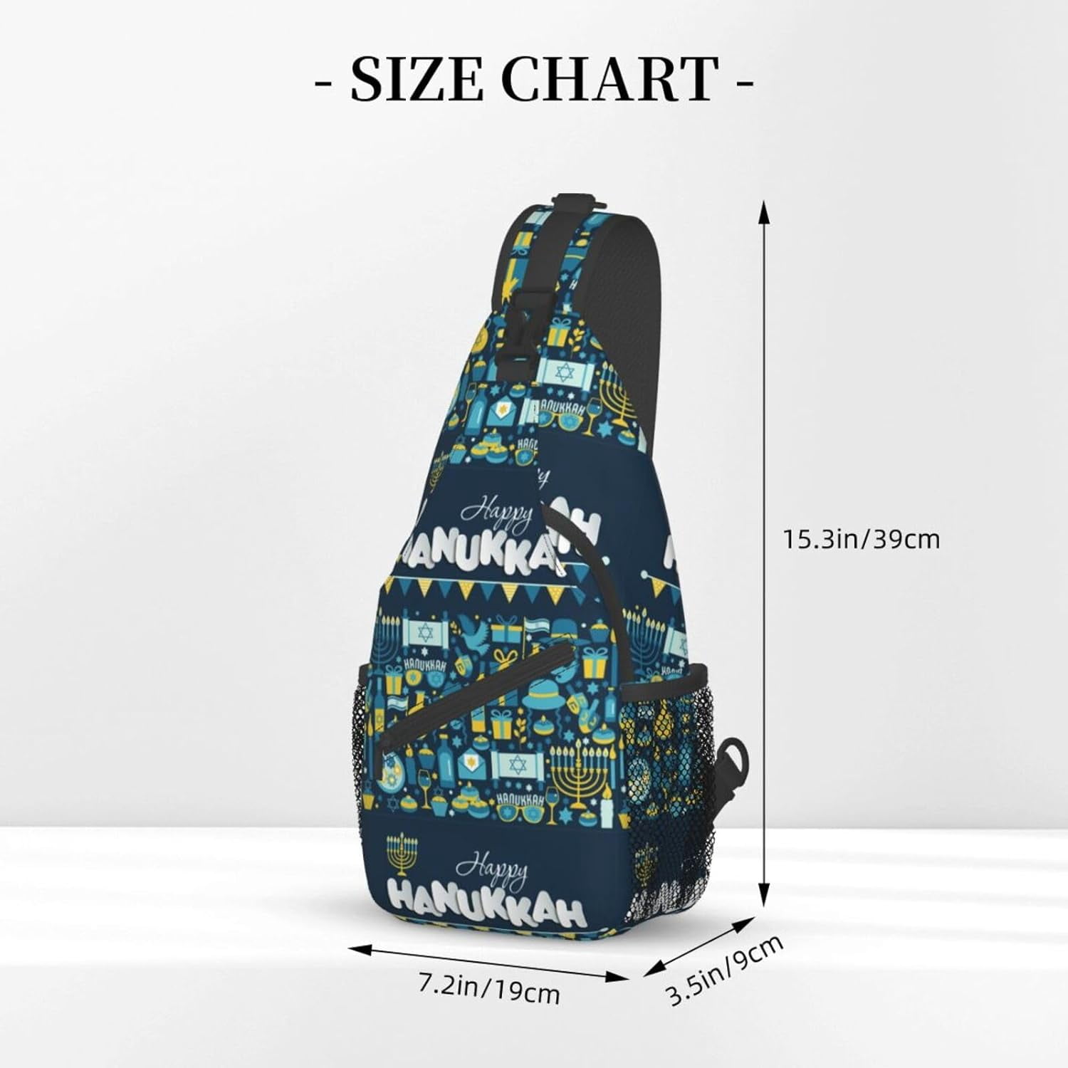 Happy Hanukkah Jewish Chanukah Holiday Sling Bag Crossbody Hiking Travel Chest Bags Backpack Shoulder Daypack for Women Men