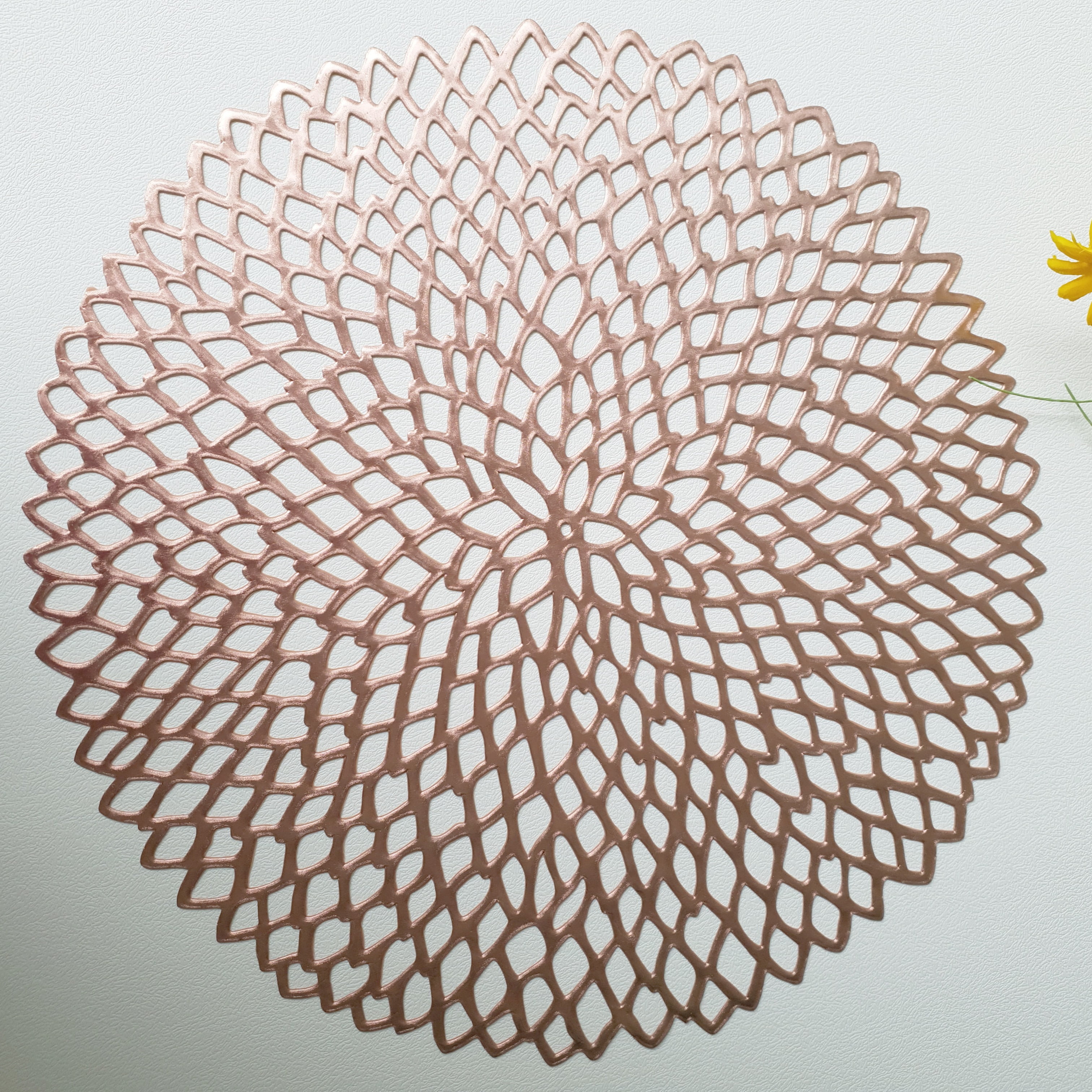 Round Placemats for Dining Table Rose Gold Table mats Set of 4 for