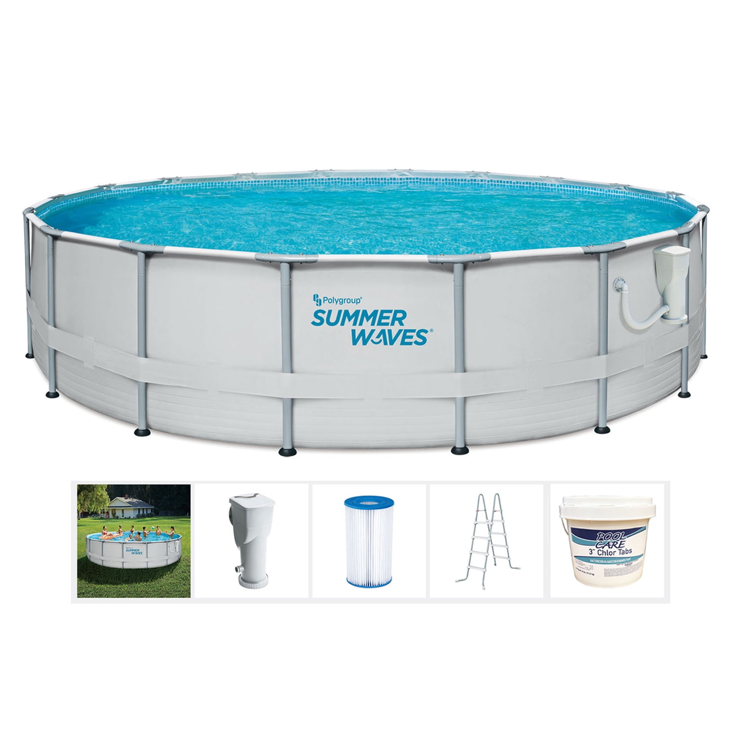 Summer Waves 14 Foot Metal Frame Above Ground Pool Set Kit with Filter Pump - Walmart.com