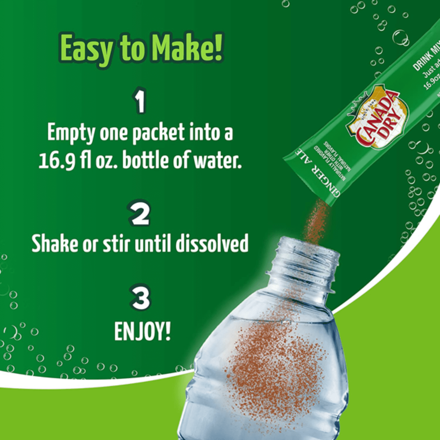 Canada Dry Original Ginger Ale Singles To Go Powdered Drink Mix Sugar-Free Caffeine-free Non-carbonated Water Enhancer Powder Sticks Beverage 6 Sachet Each, Pack of 2