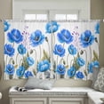 thumbnail image 4 of Blue Flowers Sheer Curtains 54 Inches Length 2 Panels Set, Window Sheer Curtains for Living Room/Bedroom, Watercolor Botanical Nature Floral Herbs Light Filtering Rod Pocket Curtain 52'' x 54'' x 2, 4 of 7