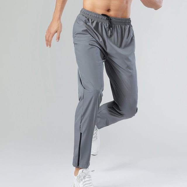Pantalones largos para hombre, pantalones deportivos para senderismo, secos, atléticos, para entrenamiento, informales, deportivos, con bolsillos y cremallera.
