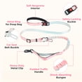 thumbnail image 6 of Jumpress Hands Free Dog Leash 4.7-6.5FT, Reflective Shock Absorbing Bungee Dog Leash & Car Seat Belt, Durable for Medium Large Dogs Walking Running (Pink), 6 of 7