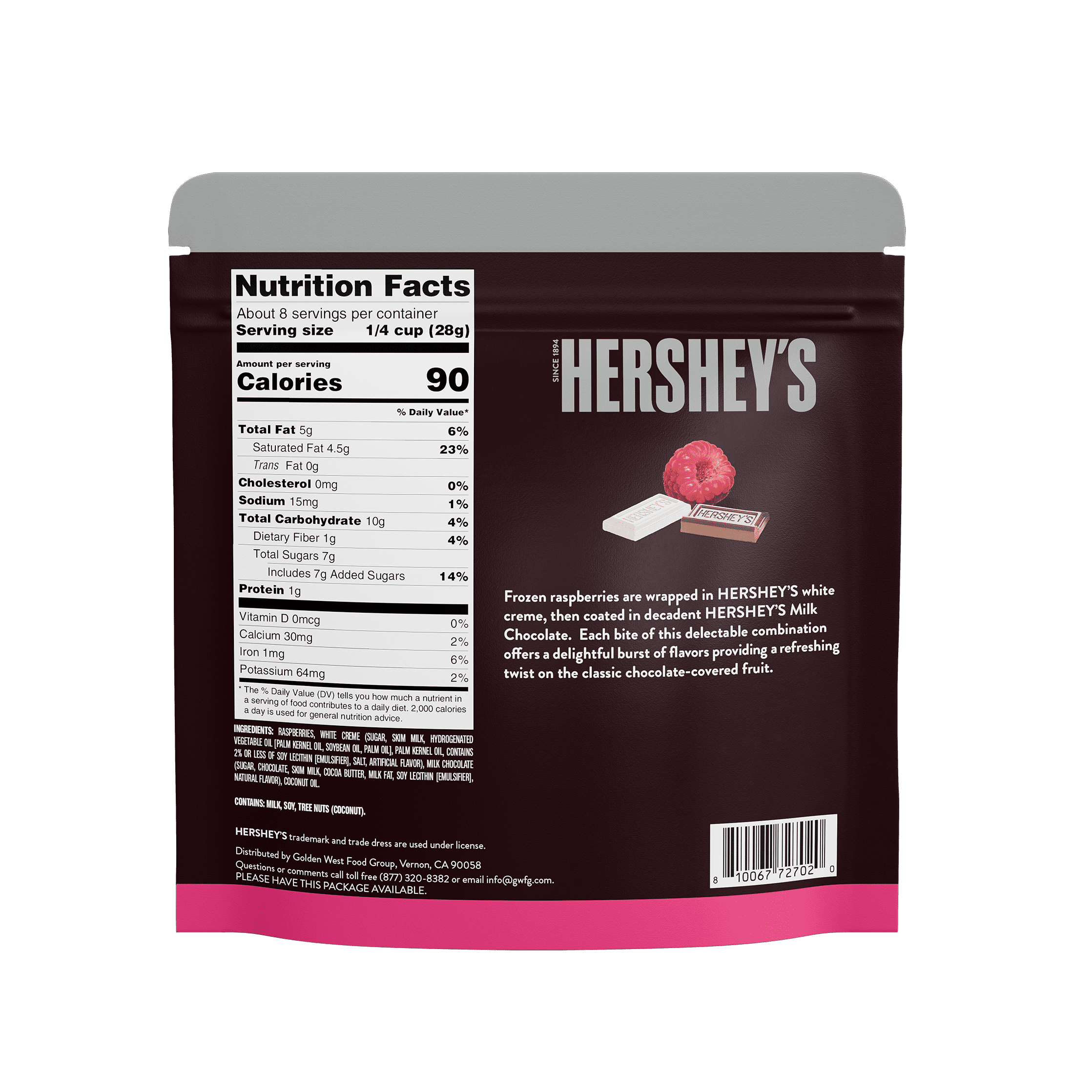 Hershey's Raspberries in White Creme & Milk Chocolate, 8 oz (Frozen)