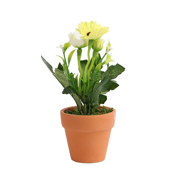 Muellery Artificial Daisy Flowers Decorative Artificial Flowers Plastic Pot Décor White TP1A56444White
