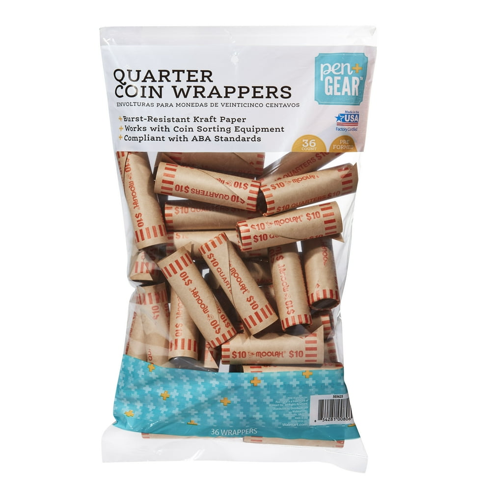 Pen + Gear Quarter Coin Wrappers, Preformed, Orange, 36Count Walmart