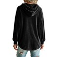 thumbnail image 6 of Hurxie Women Casual Hoodie Velour Long Sleeves Fashion Pullover Loose Fit Tunic Winter Tops Comfy Shirts, 6 of 7