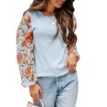 thumbnail image 1 of Suéter de mujer Linterna impresa Manga larga Cuello redondo Suéter de ajuste casual de moda para invierno Azul XL, 1 of 6