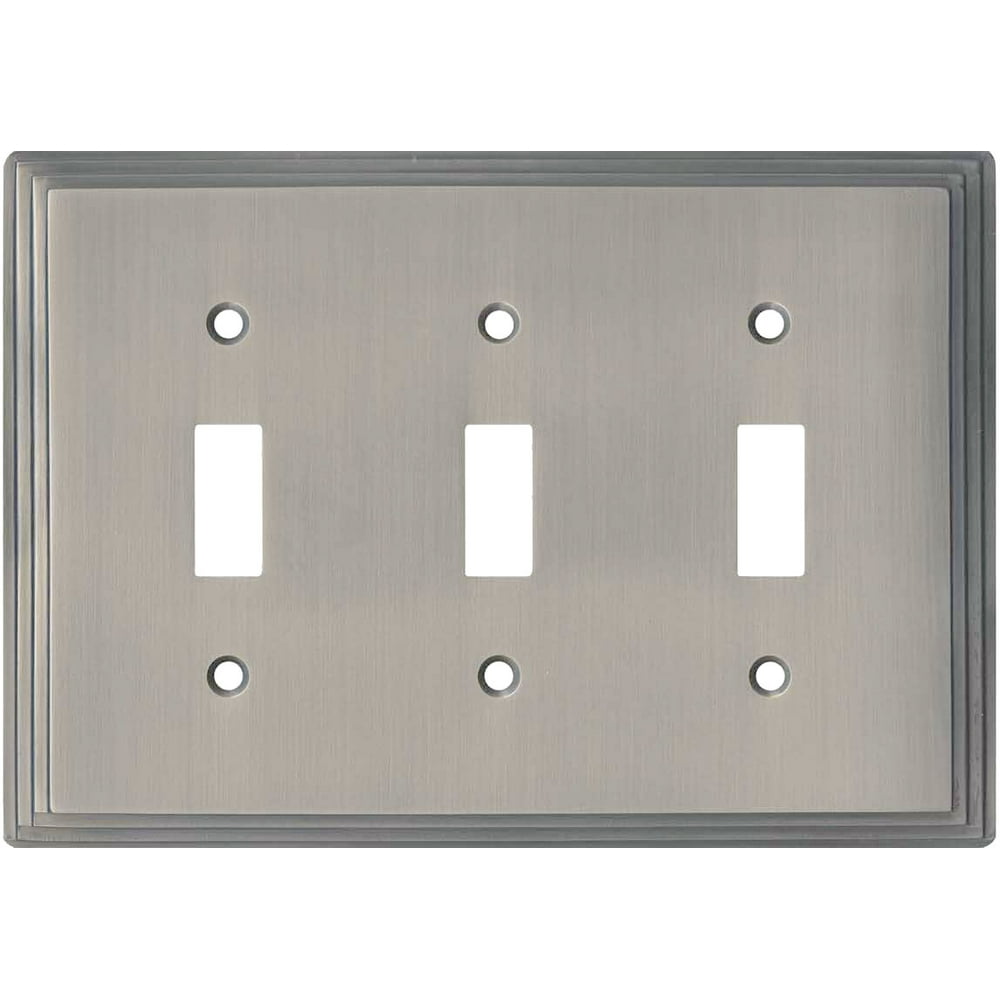 Art Deco Step Satin Nickel 3 Toggle Light Switch Covers