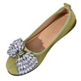 thumbnail image 2 of Women's Round Toe Flat Slip On Shoes, Sparkly Rhinestone Bow Decor Faux Suede Ballet Flats, Elegant Dress Shoes for Wedding Party, 2 of 9