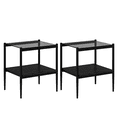 thumbnail image 4 of Tcbosik 2 Pack Side Tables with Tempered Glass Top, End Table with Storage Shelf, 2-Tier Nightstand with Metal Legs for Small Space, Home Office, Easy Assembly, Gray & Black, 4 of 8