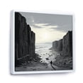 thumbnail image 2 of Designart "Black White Cliff Jagged silence I" Landscapes Floater Framed Canvas Wall Art, 2 of 7