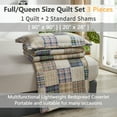 thumbnail image 6 of Beartech Quilt Set Queen Size Plaid Stripe Patchwork Microfiber Lightweight Reversible Bedspread Coverlet Bedding Set, 6 of 7