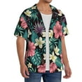 thumbnail image 4 of Easygdp Green Tropical Leaves Men's Casual Short-sleeved Shirt with Pocket and Button Suitable for Beach Vacation Leisure - 4X-Large, 4 of 7