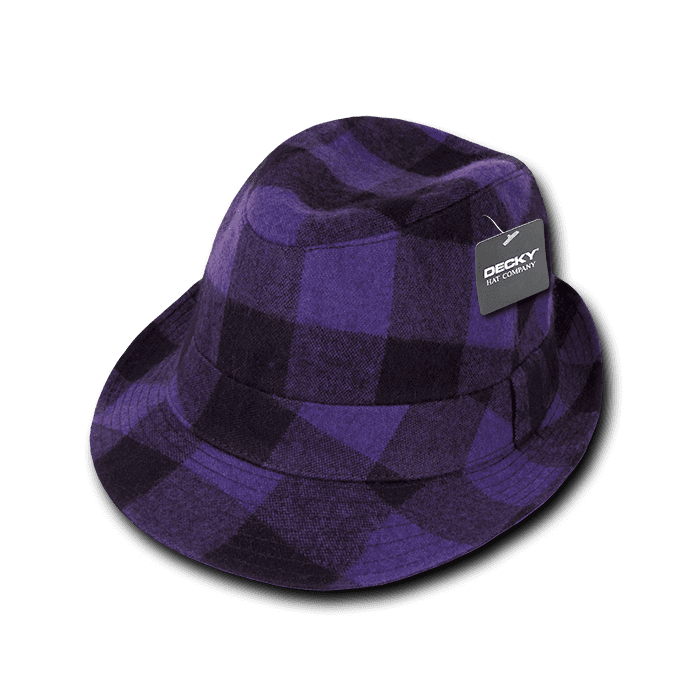 Decky Plaid Fedoras Trilby Panama Hats Men Women Purple Plaid, Adult Unisex, Size: One Size