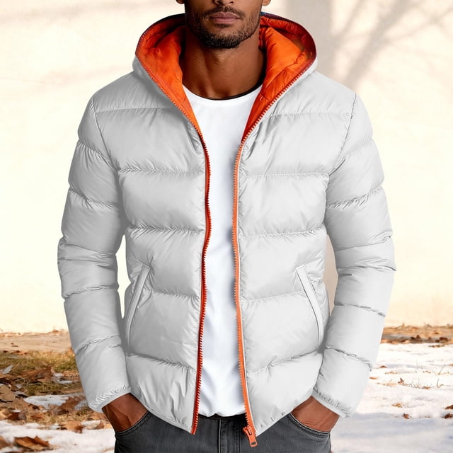 Ceisia Men Solid Color Hooded Cardigan Jacket Warm Casual Long Sleeve Pocket Parka Gift