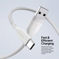 thumbnail image 3 of Powertek Ultra 6ft USB-A to USB-C Cable, White, Braided Silicone, Fast Data Transfers, Durable Tangle-Resistant Charging Cable, 3 of 6