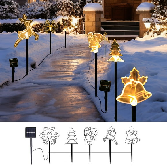 PEONAVET Solar Light Christmas Outdoor Solar Ground Lights 5pcs LED Ground Lights with Rechargeable Battery Power for Outdoor Patio Lights