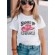thumbnail image 1 of Stretchy Fit | Girls' Summer "Saddle Up Cowgirls" Graphic Tee - Casual Round Neck, Stretchy Cotton Knit Top with Cartoon Print, Machine Washable, Playful Outdoor Attire | Round Neck Tshirt | Machine, 1 of 6