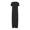 thumbnail image 4 of Up to 30% off Women Summer Dresses, Women's Large Pocket Solid Color Dress Sexy Round Neck Short Sleeved Long Sleeved(Black,XL), 4 of 5