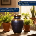 thumbnail image 5 of Large Brass Cremation Urn for Human Ashes Pruple Handcrafted Funeral Memorial Urn for Adults | Decorative Urns for Men & Women | Secure Screw Lid with Velvet Pouch, 5 of 9