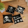 thumbnail image 3 of Halloween Pillow Covers 18x18 Set of 4 Black Halloween Decorative Throw Pillows Skeleton Ghost Pillow Cases Home Outdoor Sofa Couch Cushion Covers for Halloween Decorations (18 by 18), 3 of 6