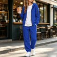 thumbnail image 6 of Girls 2 Piece Outfits Sweatsuit Causal Zip Up Hoodie Sweatshirt Joggers Kids Clothes Fall Winter Y2k Tracksuit Outfits Royal Blue 7-8 Years, 6 of 7