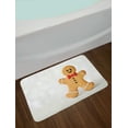 thumbnail image 2 of Cookie Bath Mat, Happy Gingerbread Man in a Bow Tie, Plush Bathroom Decor Mat with Non Slip Backing, 29.5" X 17.5", Sand Brown Vermillion, by Ambesonne, 2 of 2