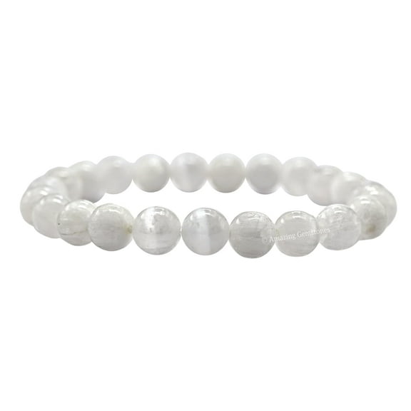 Selenite Bracelet - 8mm Beaded Stretch Bracelet and Healing Stones
