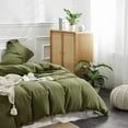 thumbnail image 5 of Simple&Opulence 100% Linen Duvet Cover Set with Washed-French Flax-3 Pieces Solid Color Basic Style Bedding Set-Breathable Soft Comforter Cover with 2 Pillowshams(Full, Olive Green), 5 of 8