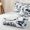 thumbnail image 4 of Homewish Cartoon Gaming Controller Twin Quilt Set,Game Over Print Twin Coverlet Set,White,2pcs, 4 of 7