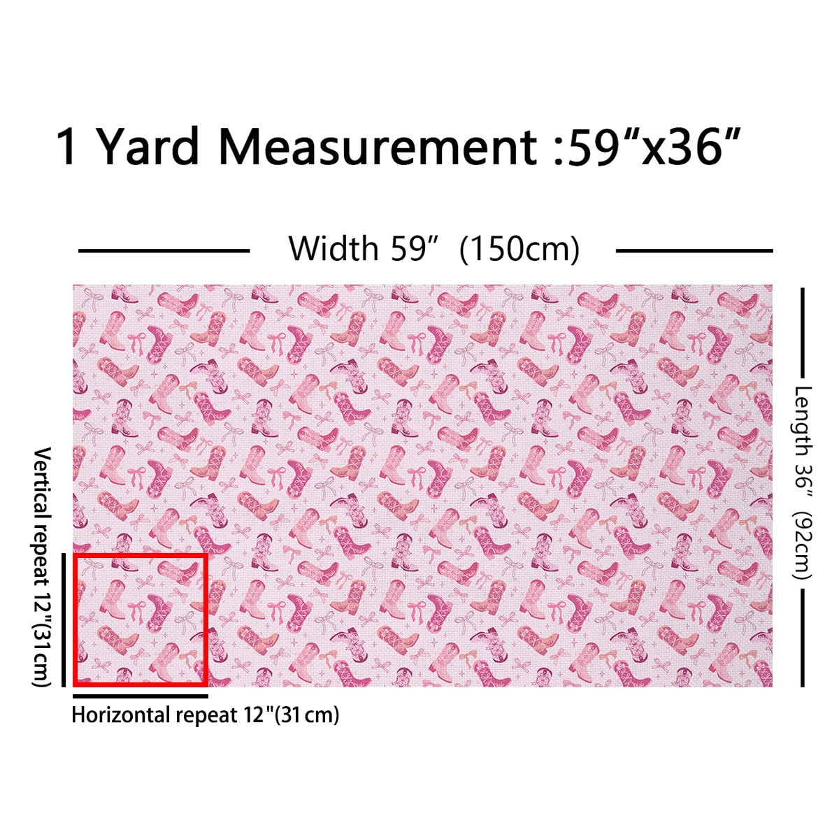 Feelyou Teen Western Cowgirl Fabric by the Yard 5 Yards, Boot Bowknot Sewing Fabric, Southwestern Home Decor Fabric by the Yard, Luxury Bedroom Decor