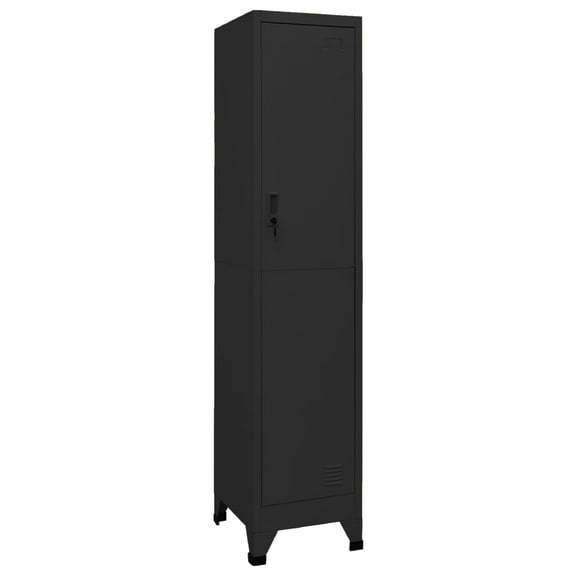 vidaXL Locker Cabinet Black Steel Medium Locker Cabinet Rectangular
