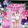 thumbnail image 5 of Pink Theme Party Decoration Set with Double Digit Balloons, Banner, Tassel Curtain, and Sequin Balloon Combination, 5 of 7