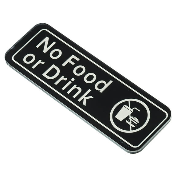 Uxcell No Food or Drink Sign 6"x2" Self Adhesive Door Wall Sticker Black