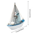 thumbnail image 3 of Mediterranean Sailboat Statue Nautical Coastal Tabletop Decor with Shell Lifebuoy Seagull Mini Wooden Sailboat Ornament for Living Room Bathroom Desk Beach Themed Home Decor Gift, 3 of 4