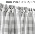 thumbnail image 2 of HHGrey Buffalo Plaid Cafe Curtains 30 Inch Length, Gray and White Buffalo Check Kitchen Curtains, Gingham Rod Pocket Short Tier Curtain for Kitchen Bathroom Window, 28"W x 30"L, Silver/Grey, Set of 2, 2 of 15